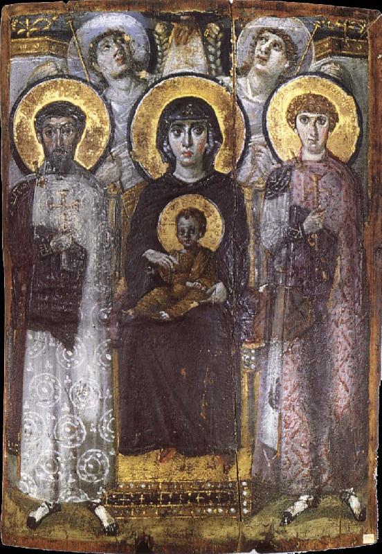 The throne Virgin Mary with the child between ST Teodor and ST Goran,, unknow artist